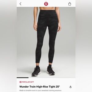 Lululemon Wunder Train 25” Leggings / color: black camo / size: 4